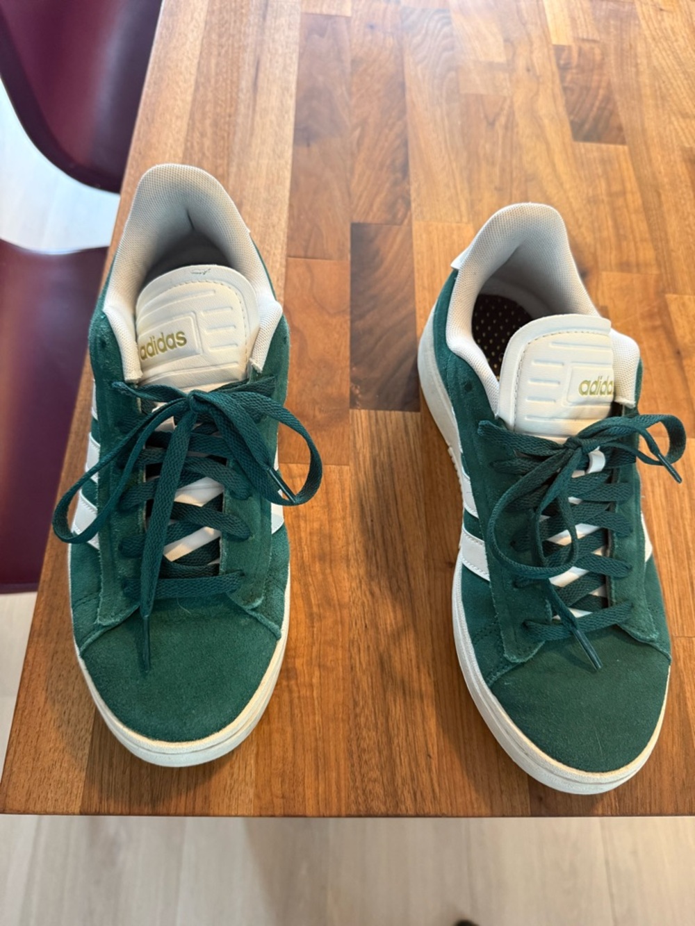adidas Green and White Suede Athletic Sneakers - Picture 3 of 4